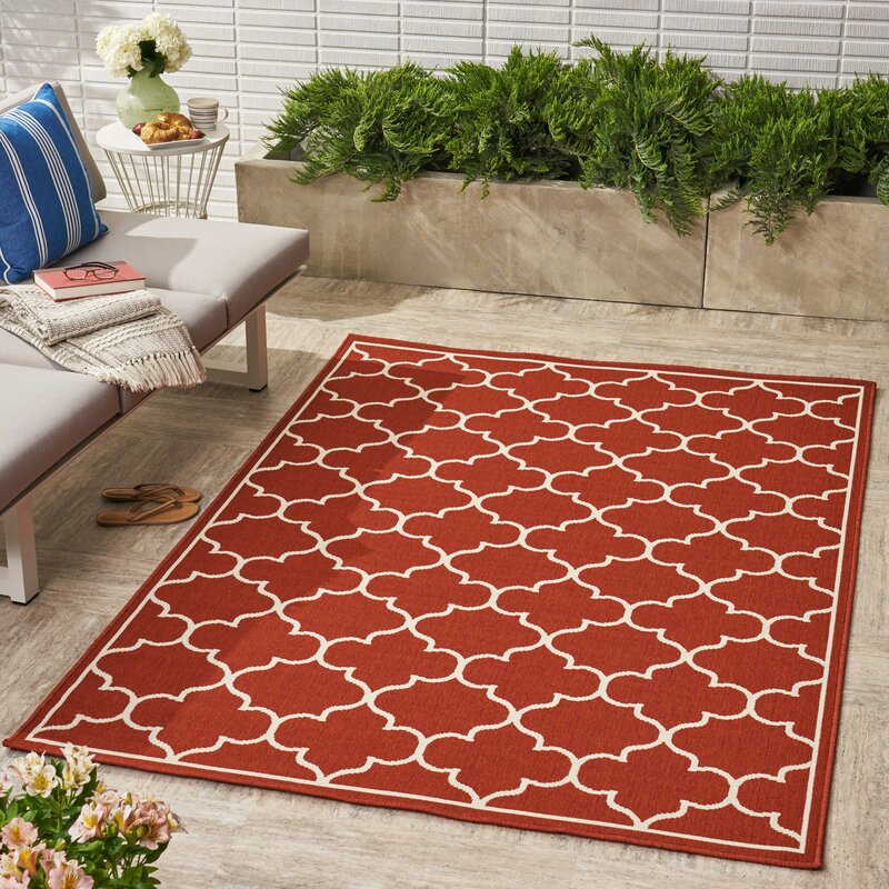 Alcott Hill® Hennessey Geometric Red Indoor/Outdoor Area Rug & Reviews